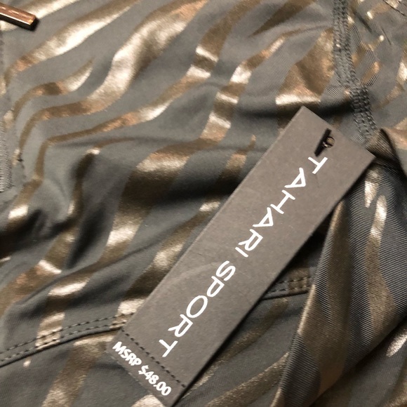 Tahari sport half zip sport bra coated zebra new with tags - Picture 6 of 7